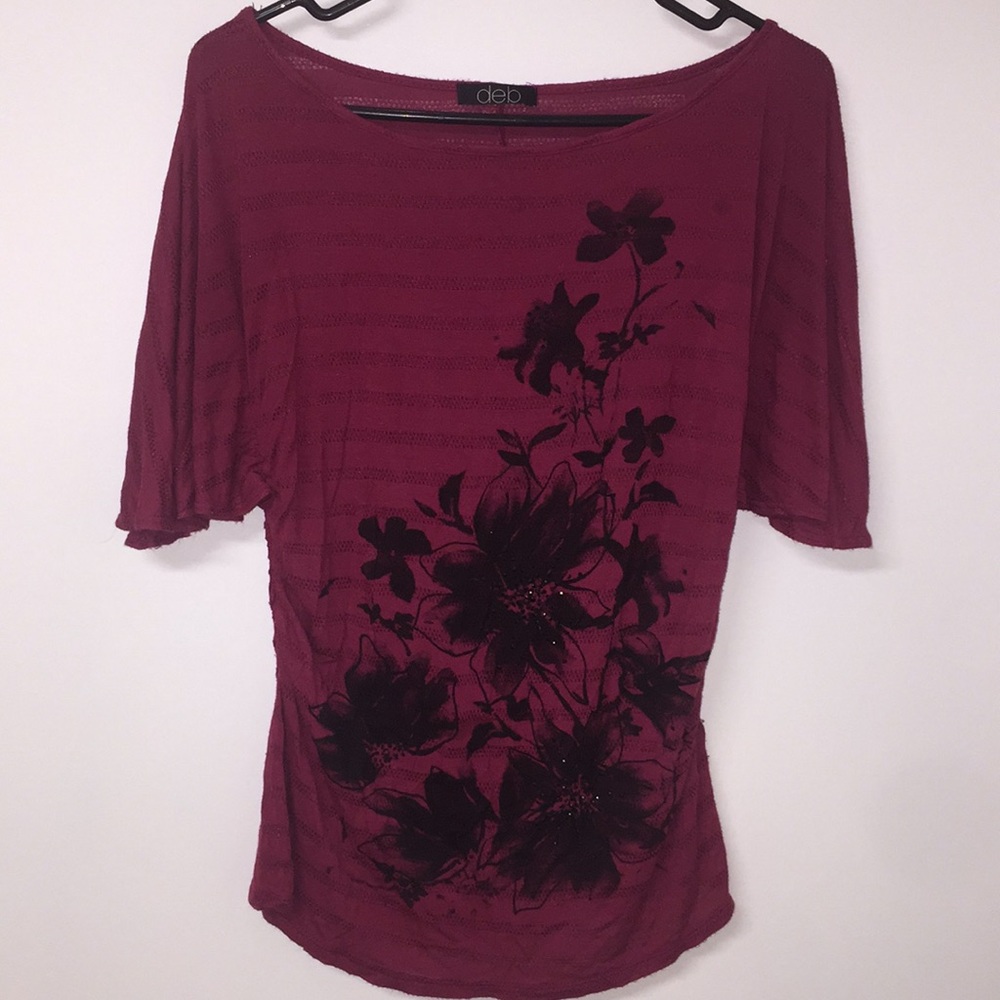 Cute Burgundy Floral Top